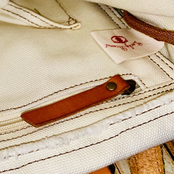 LUCKY BRAND Studs Belted Ivory 100% Cotton Large Tote Bag - Picture 6 of 6